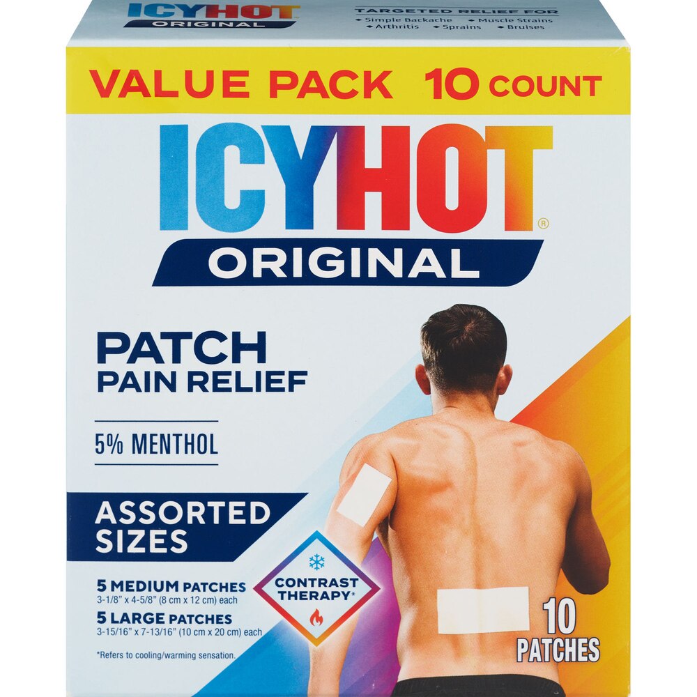 Icy Hot pain relief patches 20 count box for muscle and joint pain relief
