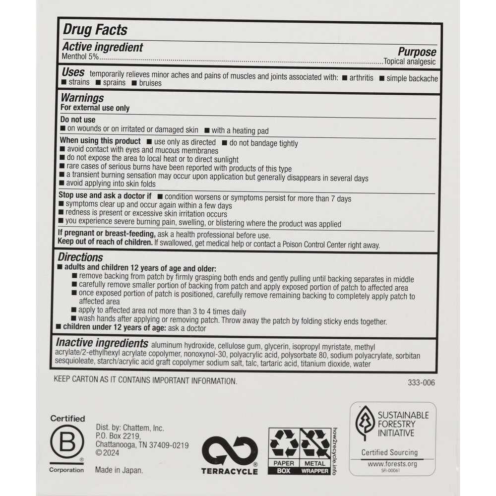 Icy Hot pain relief patches 20 count box for muscle and joint pain relief for vending machines in colleges