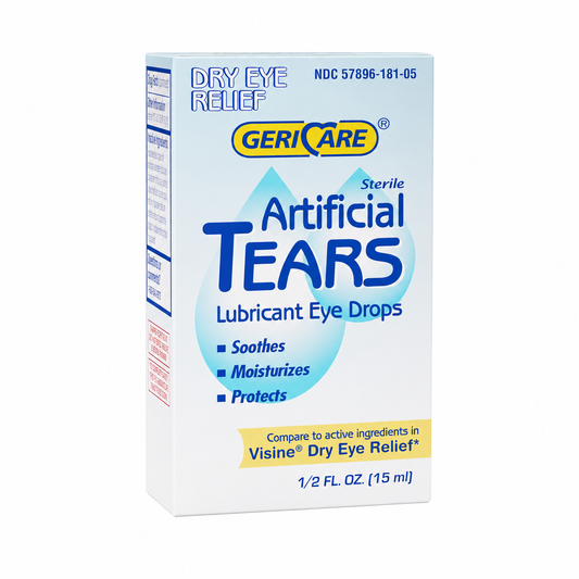 GeriCare Artificial Tears Lubricant Eye Drops – Dry Eye Relief, 0.5 fl oz / 15 mL, 6 Pack