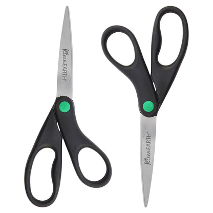 Westcott KleenEarth® Straight Scissors, 8", Black, 2/pk