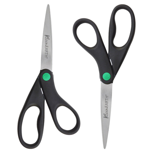 Westcott KleenEarth® Straight Scissors, 8", Black, 2/pk