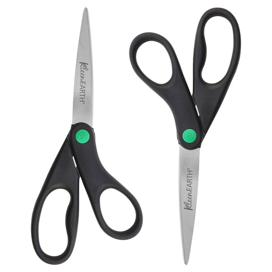 Westcott KleenEarth® Straight Scissors, 8", Black, 2/pk