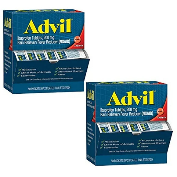ADVIL® Ibuprofen Tablets Pain Reliever and Fever Reducer – 2 Pack, 50 Per Box