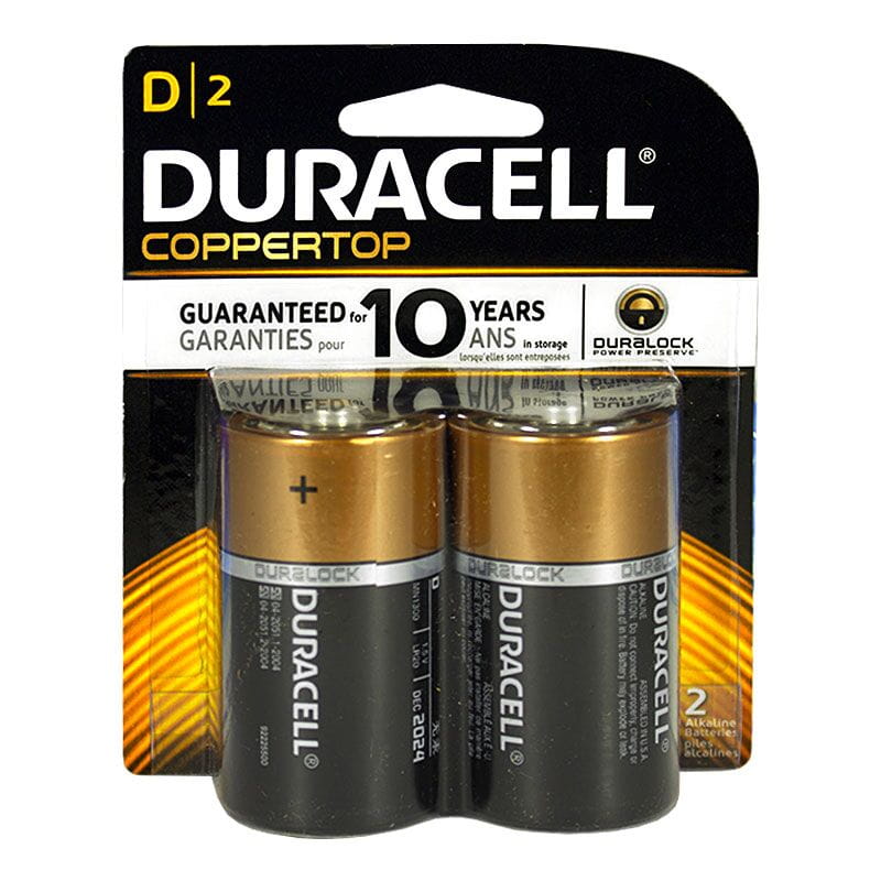 Duracell Coppertop D Batteries - Card of 2 wellness vending machine