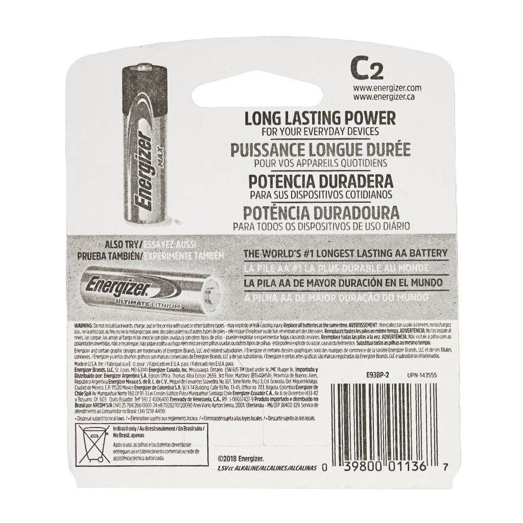 Energizer Max C Batteries - Card of 2 wellness vending machine university campuses