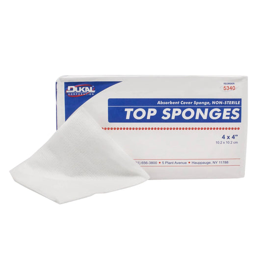 Dukal Top Sponge – Non‑Woven Facing Cover Sponge 4″ × 4″, 8‑Ply, 20 Bags