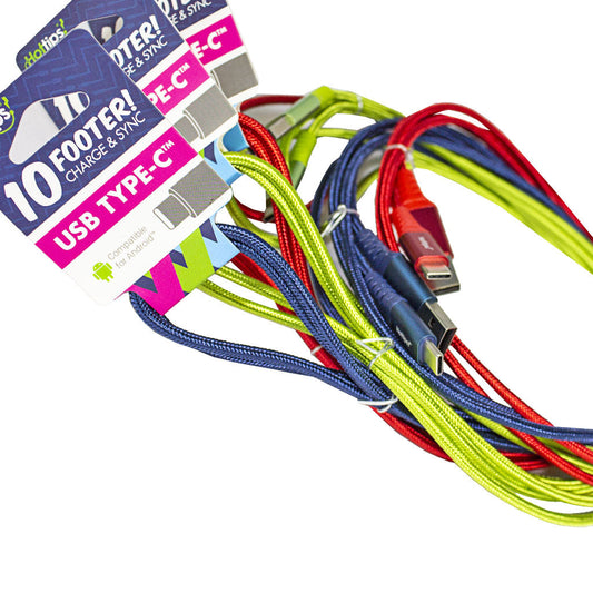 Hottips Braided Cable With USB Type C Connector - 10 ft. wellness vending machine