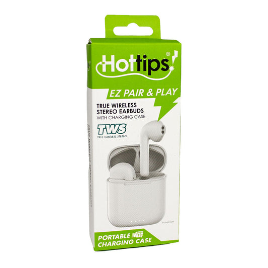 Hottips White Wireless TWS Stick Earbuds w/Charging Case wellness vending machine