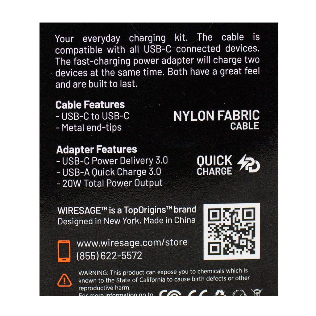 Wiresage 20 Watt Dual Wall Adapter A,C + USBC to USBC Cable wellness vending machine university campuses
