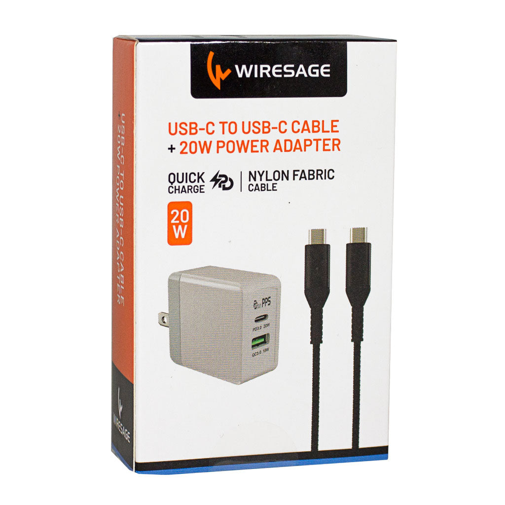 Wiresage 20 Watt Dual Wall Adapter A,C + USBC to USBC Cable wellness vending machine