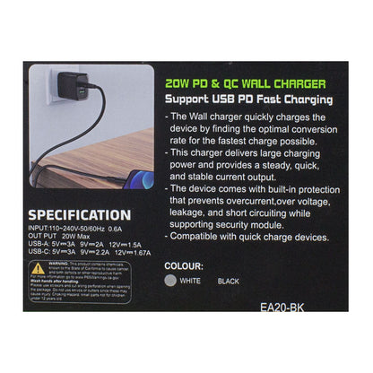 Esoulk PD + QC Wall Charger- 20 W wellness vending machine university campuses