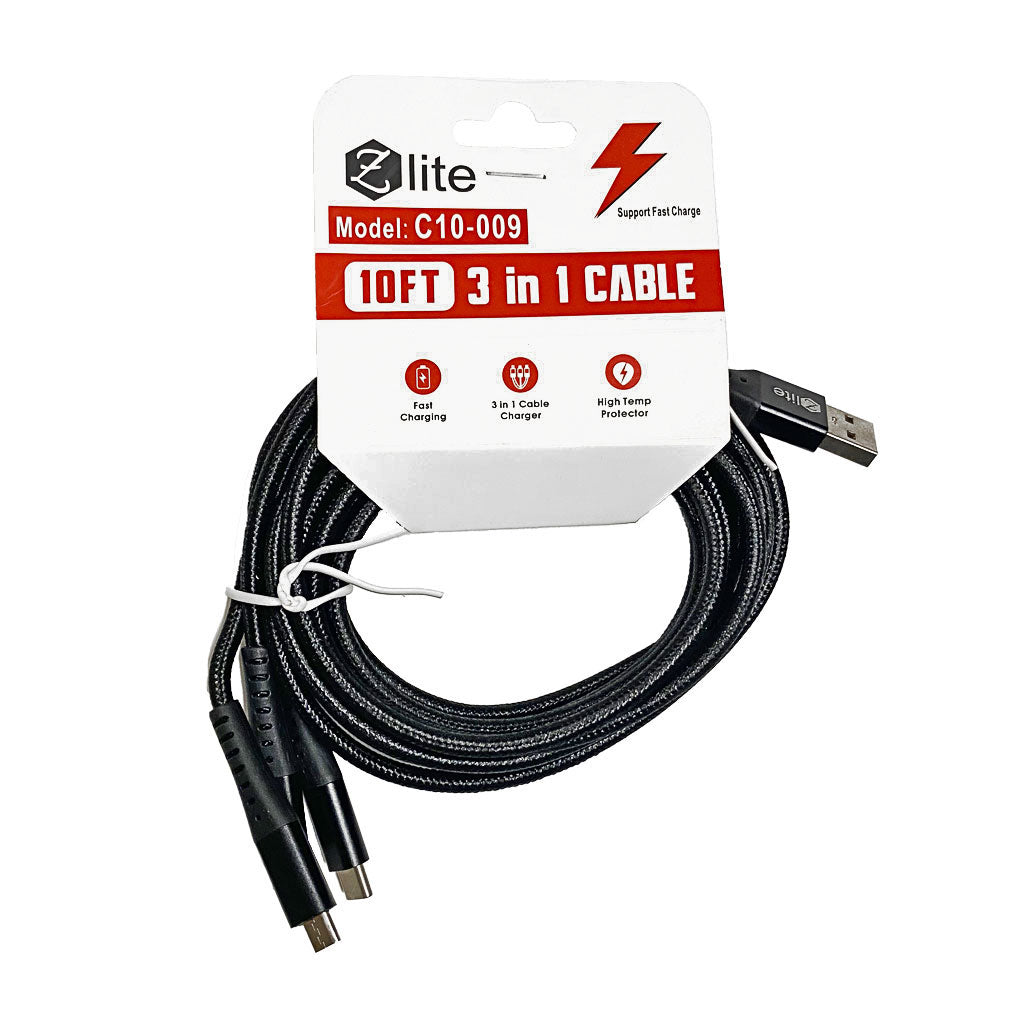 Zlite Fast Charging 3-in-1 Cable - 10 ft. wellness vending machine
