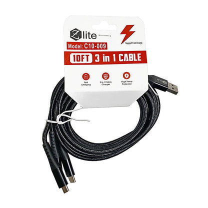 Zlite Fast Charging 3-in-1 Cable - 10 ft. wellness vending machine