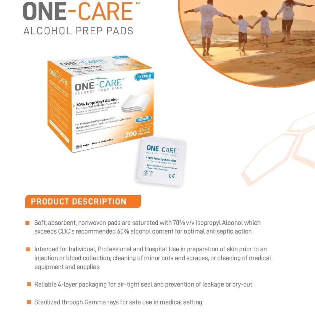 Medivena One-Care® Alcohol Prep Pads – 70% Isopropyl Alcohol, Case of 20 Boxes