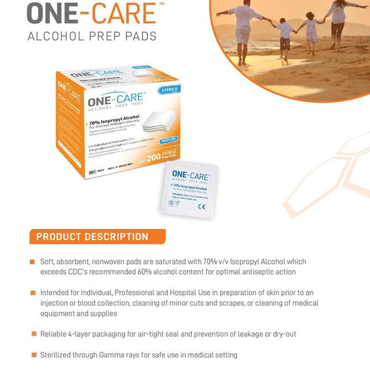 Medivena One-Care® Alcohol Prep Pads – 70% Isopropyl Alcohol, Case of 20 Boxes