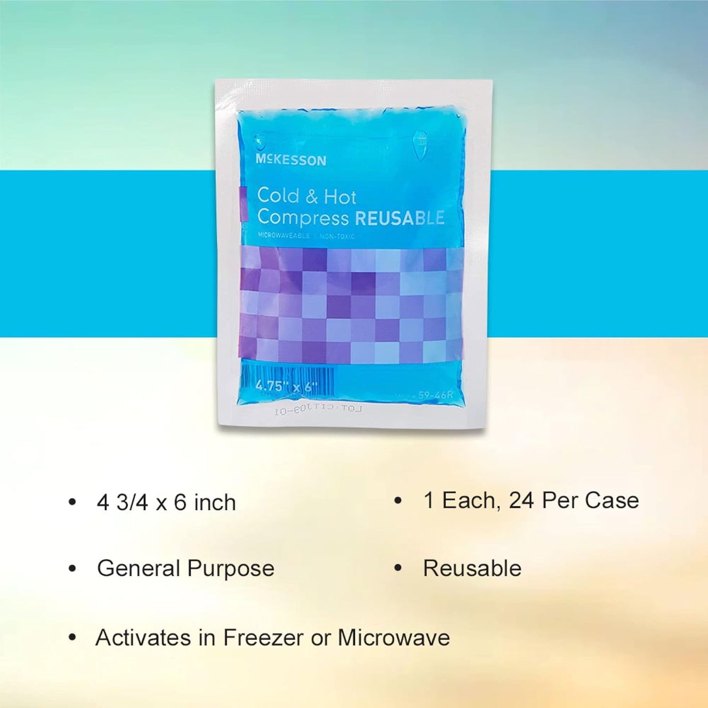 McKesson reusable hot and cold gel compress 4.75 x 6 inch pack of 24 for wellness vending machines in airports, colleges, and workplace