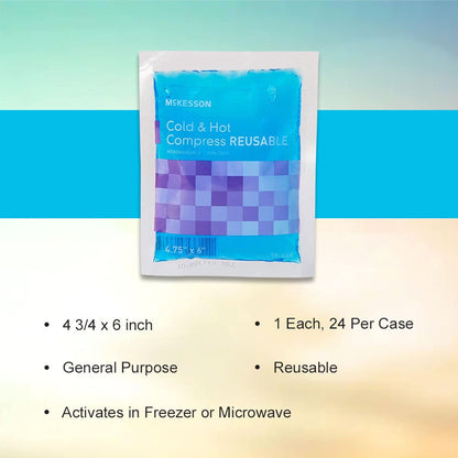 McKesson reusable hot and cold gel compress 4.75 x 6 inch pack of 24 for wellness vending machines in airports, colleges, and workplace