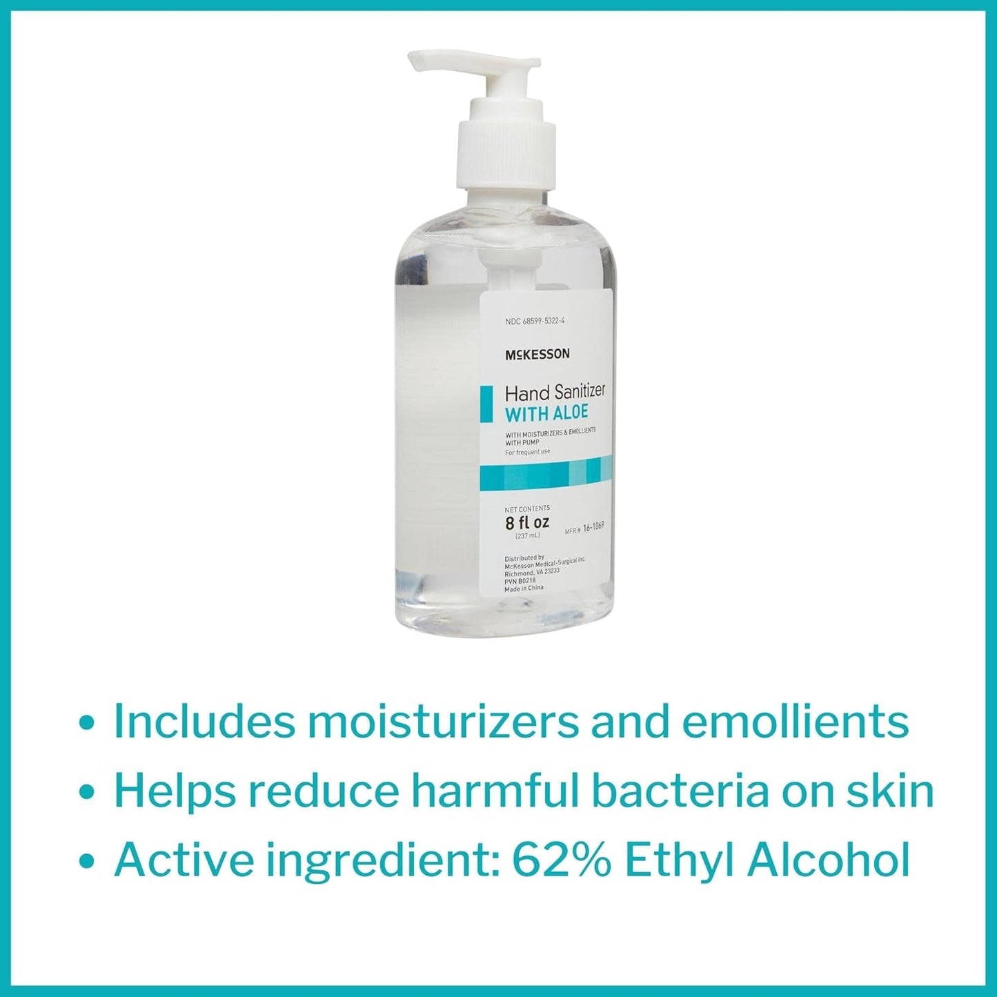 McKesson® Hand Sanitizer with Aloe Pump – 8 oz, Case of 24