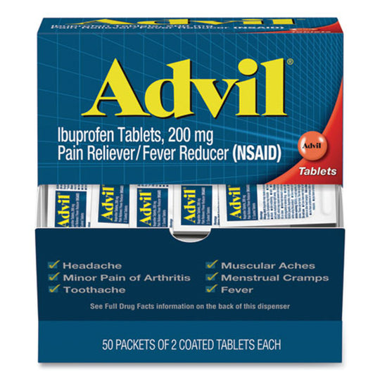 ADVIL® Ibuprofen Tablets Pain Reliever and Fever Reducer – 2 Pack, 50 Per Box