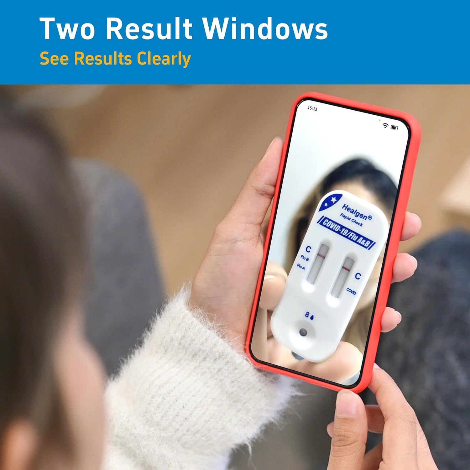 Healgen OTC Combo COVID and Flu Test Kit Nasal Swab