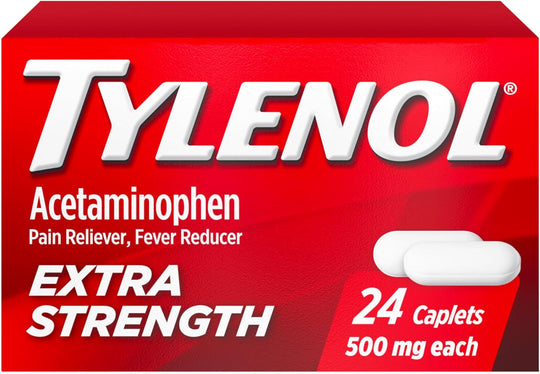 TYLENOL® Extra Strength Caplets 500 mg, 24-Count Bottle, 72 bottles Per Case