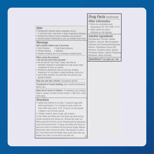 MAJOR Pharmaceutical 12-Hour Nasal Decongestant Spray, 15 mL Compare to Afrin®
