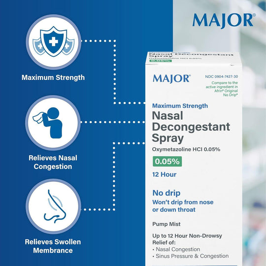 MAJOR Pharmaceutical 12-Hour Nasal Decongestant Spray, 15 mL Compare to Afrin®