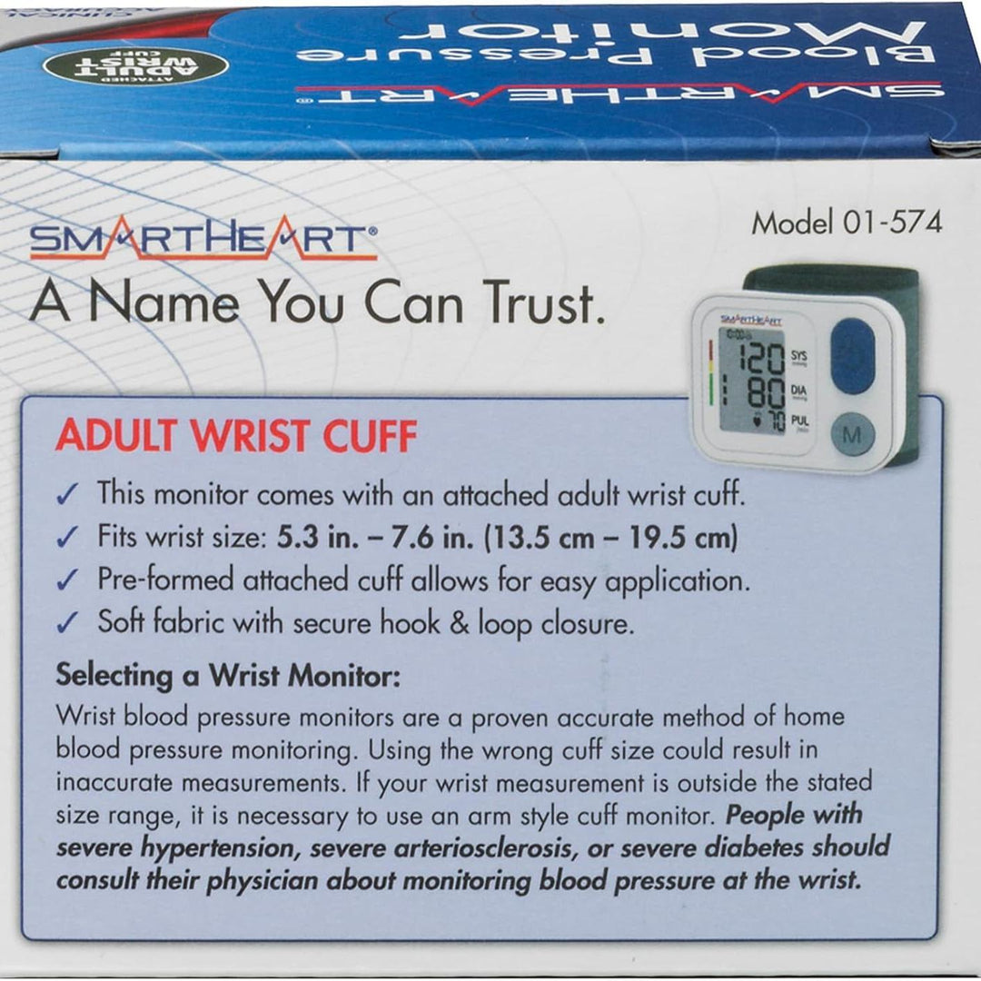 SmartHeart® Wrist Blood Pressure Monitor – 2-Person Memory, Automatic Inflation