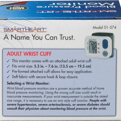 SmartHeart® Wrist Blood Pressure Monitor – 2-Person Memory, Automatic Inflation