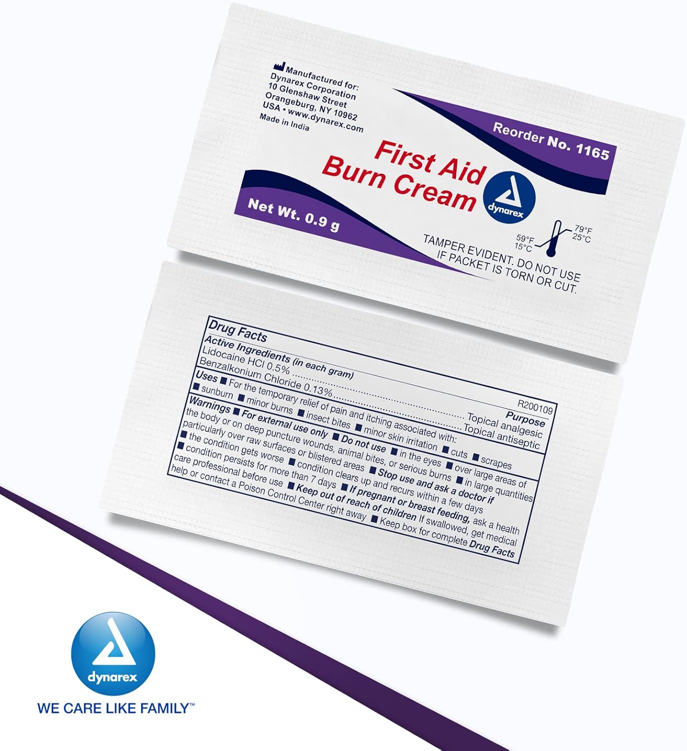 Dynarex first aid burn cream 0.9 g single dose packets box of 144 for wellness vending machines in airports, colleges, and workplace