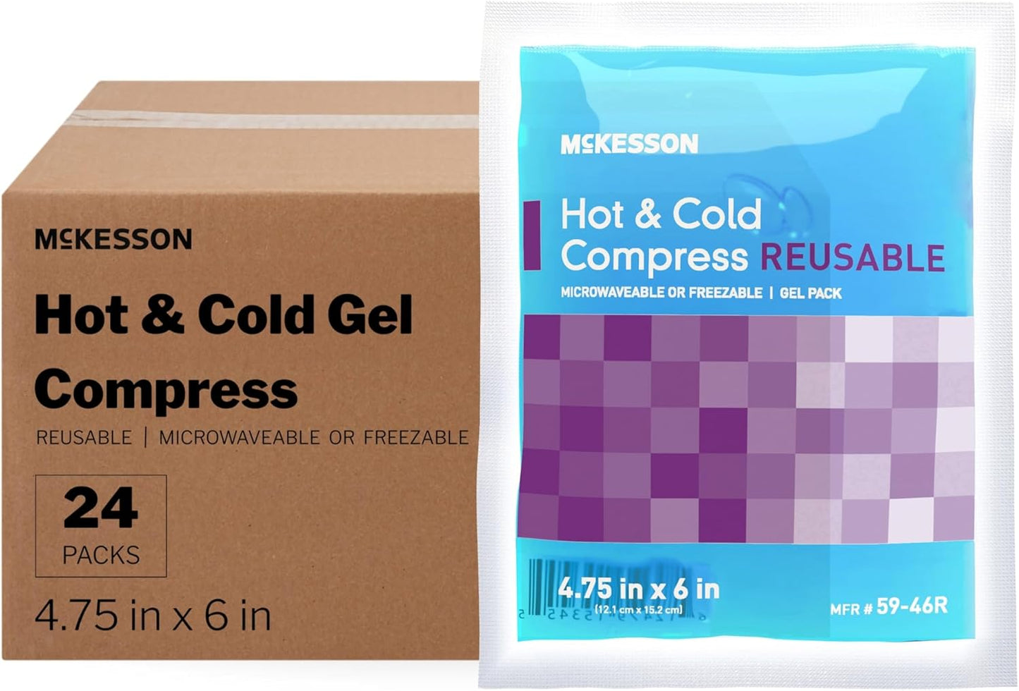 McKesson reusable hot and cold gel compress 4.75 x 6 inch pack of 24 for wellness vending machines in airports, colleges, and workplaces