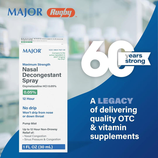 MAJOR Pharmaceutical 12-Hour Nasal Decongestant Spray, 15 mL Compare to Afrin®