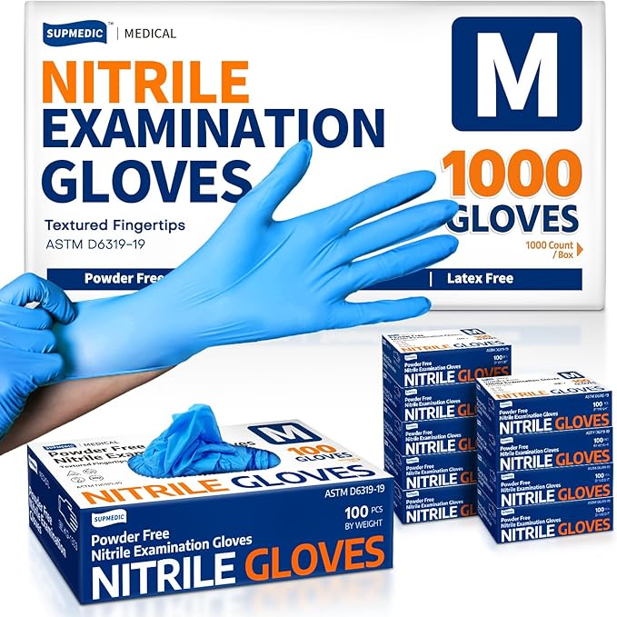 Medical Soft Max nitrile exam gloves blue latex free powder free 1000 count for wellness vending machines in airports, colleges, and workplaces