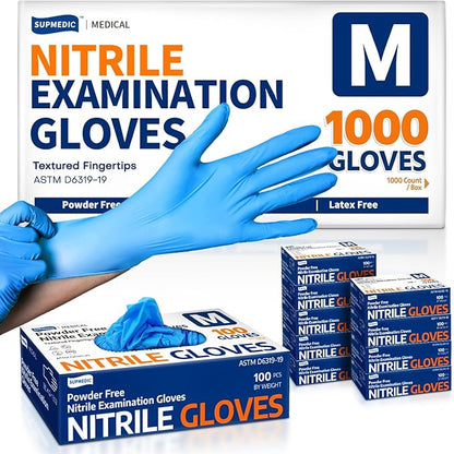 Medical Soft Max nitrile exam gloves blue latex free powder free 1000 count for wellness vending machines in airports, colleges, and workplaces
