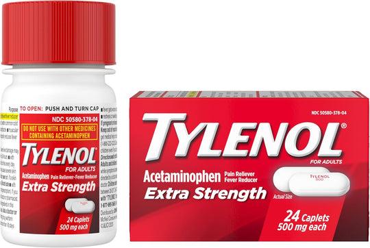 TYLENOL® Extra Strength Caplets 500 mg, 24-Count Bottle, 72 bottles Per Case
