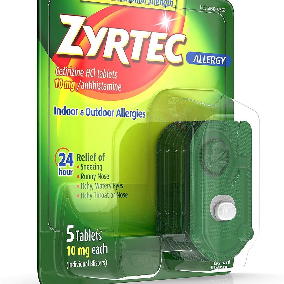 Zyrtec® Allergy Relief – 10mg Cetirizine Tablets (Individual Blister Pack)