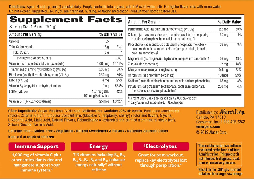 EMERGEN-C® Vitamin C Supplement Powder Raspberry Flavor