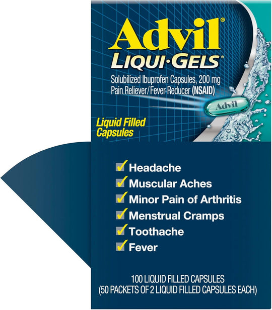 ADVIL® LIQUI-GELS – Fast-Acting Ibuprofen Pain Relief, 2-tablet packets