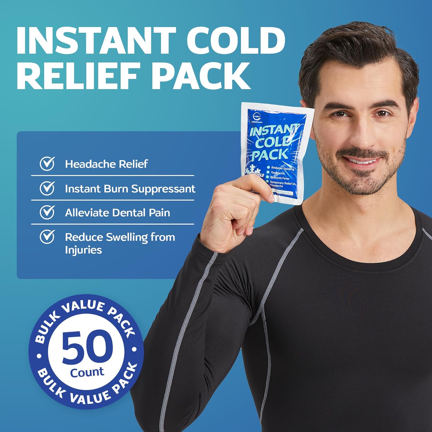 Disposable instant ice packs 6 x 4.5 inch pack of 50 for wellness vending machines in airports, colleges, and workplaces and