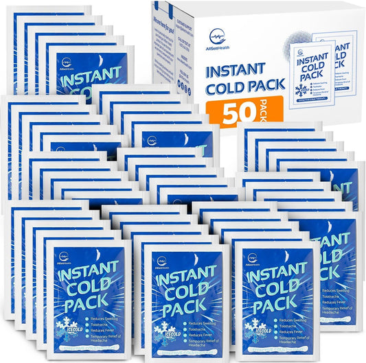 Disposable instant ice packs 6 x 4.5 inch pack of 50 for wellness vending machines in airports, colleges, and workplaces