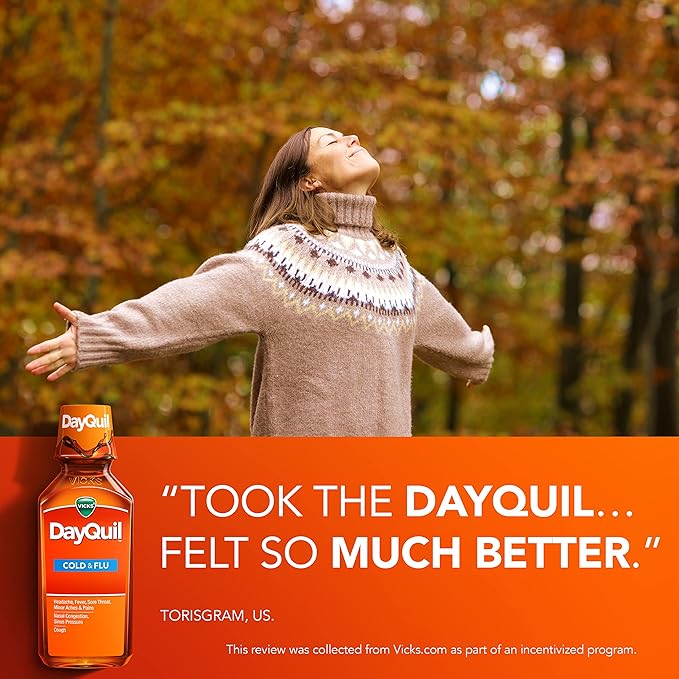 Vicks® DayQuil Cold & Flu Relief– 4 oz Bottle, 16 Bottles per case