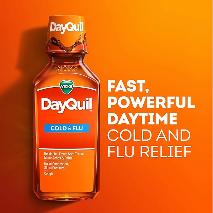 Vicks® DayQuil Cold & Flu Relief– 4 oz Bottle, 16 Bottles per case