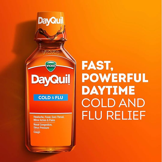 Vicks® DayQuil Cold & Flu Relief– 4 oz Bottle, 16 Bottles per case