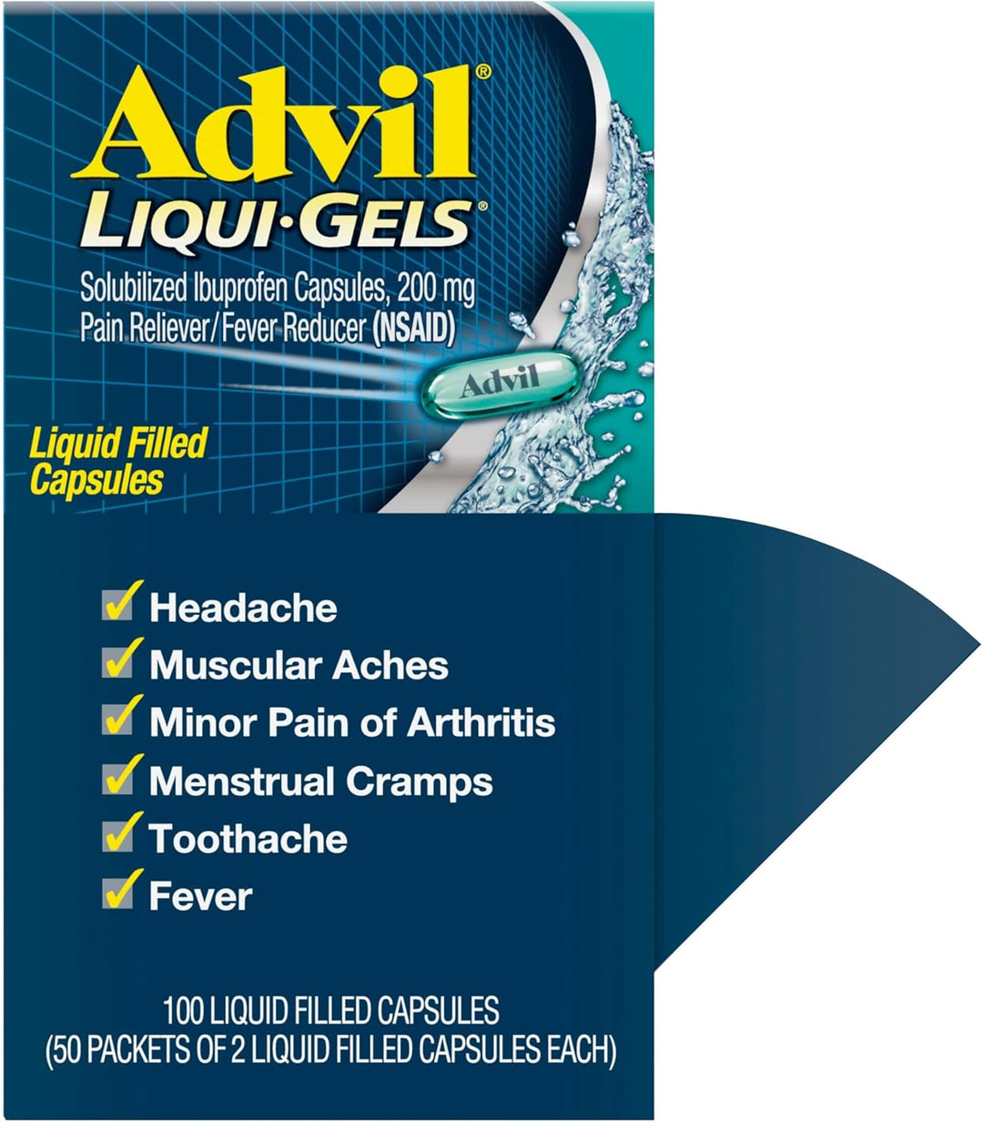 ADVIL® LIQUI-GELS – Fast-Acting Ibuprofen Pain Relief, 2-tablet packets