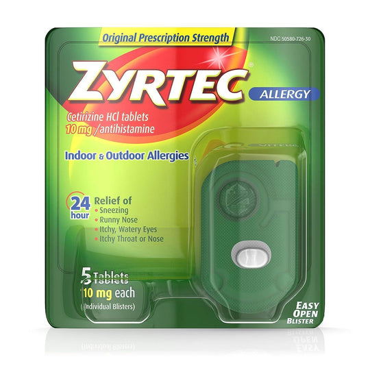 Zyrtec® Allergy Relief – 10mg Cetirizine Tablets (Individual Blister Pack)
