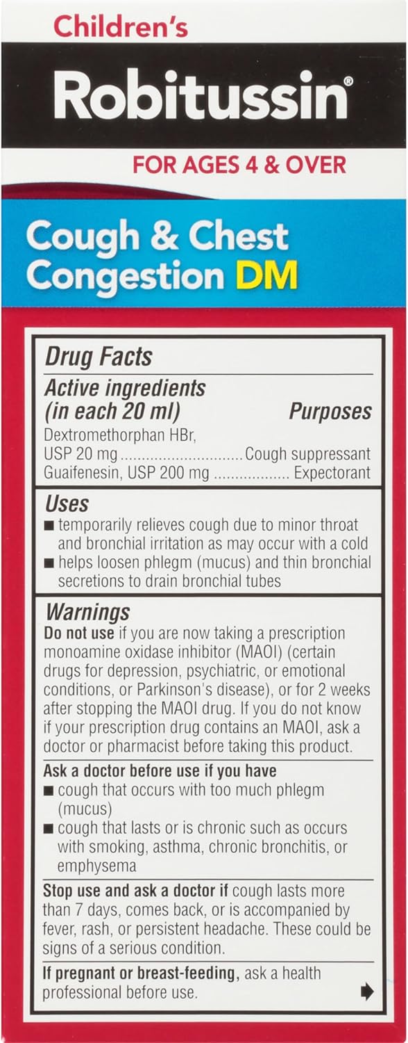 Robitussin® Children’s Cough + Chest Congestion DM, 4 fl oz Bottle