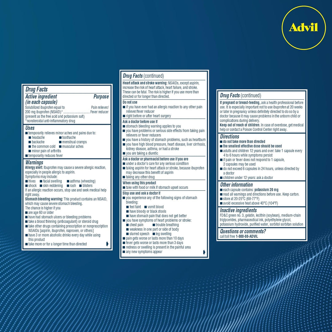 ADVIL® LIQUI-GELS – Fast-Acting Ibuprofen Pain Relief, 2-tablet packets