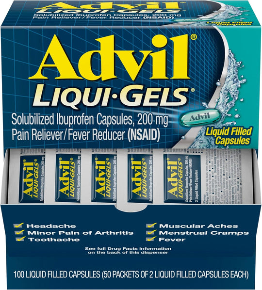 ADVIL® LIQUI-GELS – Fast-Acting Ibuprofen Pain Relief, 2-tablet packets