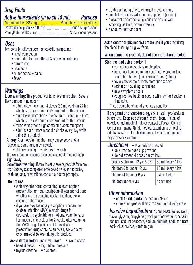 Vicks® DayQuil Cold & Flu Relief– 4 oz Bottle, 16 Bottles per case