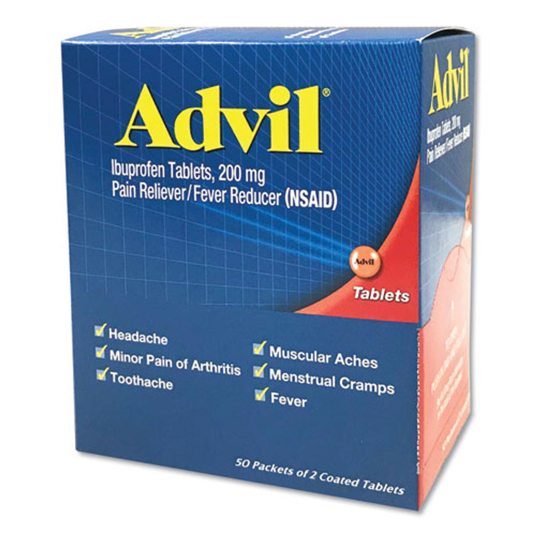 ADVIL® Ibuprofen Tablets Pain Reliever and Fever Reducer – 2 Pack, 50 Per Box